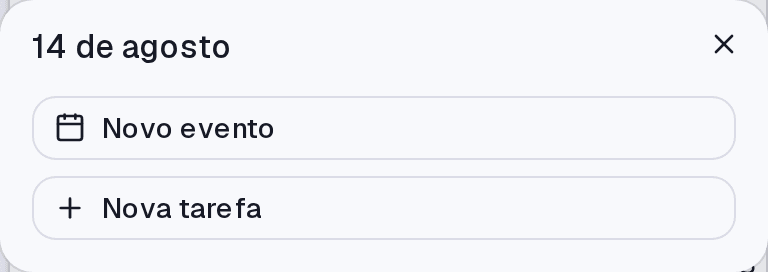 A janela perguntando se o novo item é um evento ou uma tarefa.