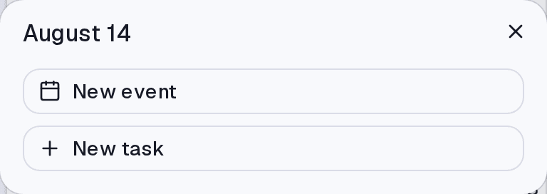 The dialog asking whether the new item is an event or a task.